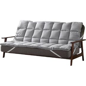 CirclesHome Grey Futon Mattress Toppers with Anti-Slip Anchors - Futon Cover Filled with Plush Down Alternative Fill - Full Size Futon Cover is Soft, Comfortable and Allergy Free (Size: 54 x 75 x 3)