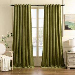 Nemia Emerald Green Velvet Curtains for Bedroom Window with Back Tab, Super Soft Vintage Luxury Heavy Drapes, Thermal Insulated Room Emeraldening Curtain for Living Room, 52" W x 96" L, 2 Panels