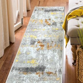 Machine Washable Runner Rugs 2' x 6', Non Slip Non Shedding Carpet Area Rugs with TPR Rubber Backing, Low Pile Rugs for Indoor Bedroom Bathroom Living Room Aisle Hallway Balcony Entryway
