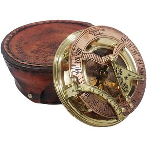 4" Sundial Compass & - Solid Shiny Brass & Copper Sun Dial Rustic Vintage Home Decor Gifts