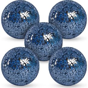 FUTUREPLUSX 5PCS Decorative Balls, 3.2inch Mosaic Glass Orbs Black Orbs Centerpiece Balls for Decorate Bowls Vases Tables Wedding Party