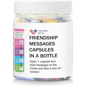 messagepillco Messages in a Bottle Friendship Gift for Your Bestfriend (50PCS) Pre-Written Capsule Letters in Plastic Jar BFF Gifts Perfect for Unique Birthday Gifts, Sister and Valentine’s Day