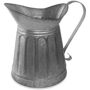 Colonial Tin Works CTW Metal Milk Pitcher Rustic Farmhouse Decor, Steel, 12-inch Height, one size, Galvanized Silver