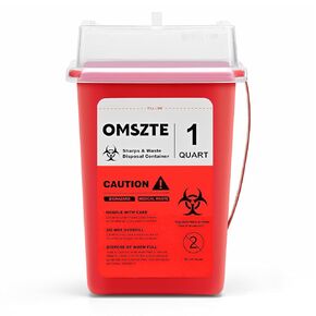1 Quart Sharps Container for Home Use, Split Lid Design and Locking Mechanism, Small Portable Container for Travel and Professional Sharp Waste Disposal（1 Pack）