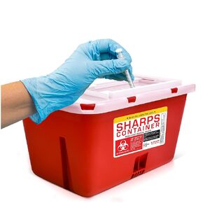 Sharps Container Small - Sharps Containers for Home Use and Labs - Portable Needle Disposal and Travel Size Biohazard Bin - 1 Quart (Pack of 1)