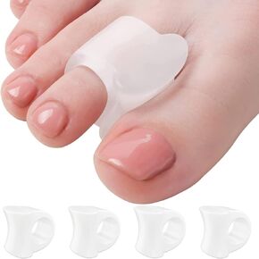 Toe Separators Hammer Toe Straightener - 4-Pack Big Toe Spacers - Gel Spreader - Correct Crooked Toes - Bunion Corrector and Bunion Relief - Pads for Overlapping, Hallux Valgus, Yoga - White