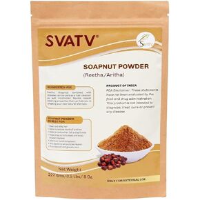 SVATV Soapnut Powder | Reetha | Aritha Powder For Natural Hair Care | Sapindus Mukorossi | Natural Shampoo Ayurvedic Hair Cleansing Conditioner Powder For Men & Women 227g | Half Pound | 8oz