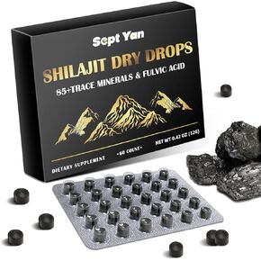 Shilajit Pure Himalayan Organic Dry Drops Shilajit Resin Supplement (60 Tablets - 200mg Each), Shilajit for Men Women with 85+ Trace Minerals & Fulvic Acid for Energy, Immunity, Brain Support in Saudi Arabia