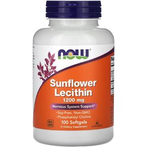 NOW Supplements, Sunflower Lecithin 1200 mg with Phosphatidyl Choline, 100 Softgels