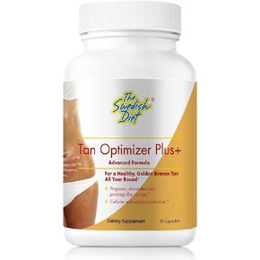 Tan Optimizer Plus+ Tanning Supplement - Antioxidant-Rich Formula with Beta Carotene, Copper, Lycopene, L-Tyrosine, Collagen & Vitamin Blend for Enhanced Tan & Skin Health