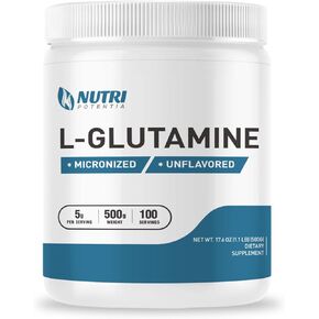 Pure L-Glutamine Powder Unflavored for Gut Health and Promotes Healthy Immune System - Gluten Free (500 Grams - 1.1 Lbs)