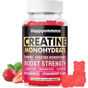 Creatine Monohydrate Gummies 5000mg for Men & Women, Chewables Creatine Monohydrate for Muscle Strength, Muscle Builder, Energy Boost, Pre-Workout Supplement(90 Count)-Blueberry