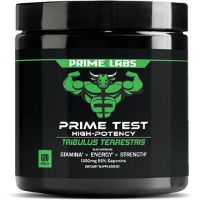 Prime Labs Tribulus Terrestris for Men - Men's Supplement with 95% Saponins - Energy & Vitality Booster - with 1,300 mg Tribulus Terrestris Extract - 120 Capsules