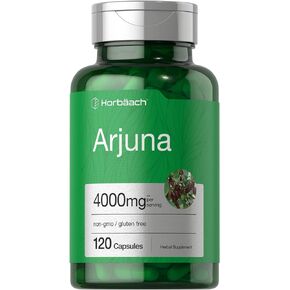 Horbaach Arjuna Capsules 4000mg | 120 Count | Non-GMO, Gluten Free | from Arjuna Bark Herb Extract
