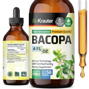 Bacopa Monnieri Organic Tincture - Cognitive Health Support Liquid Supplement - Organic Bacopa Herbal Extract - Alcohol & Sugar Free Vegan Drops 4 Fl.Oz. in Saudi Arabia