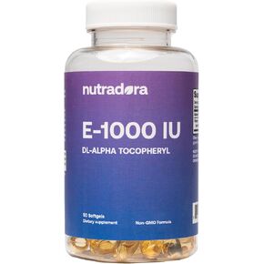 كبسولات فيتامين هـ 1000 وحدة دولية مكملة للكبسولات الطرية لمضادات الأكسدة والجلد والقلب والمناعة، تركيبة غير معدلة وراثيًا، تم تركيبها في الولايات المتحدة الأمريكية، 50 قطعة in Kuwait