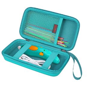 Hard Travel Case for 3Doodler Start+ Essentials (2022) 3D Pen Set for Kids, 3D Printing Pens Storage Organizer Holder, Extra Mesh Pocket Fits Plastic Filament, Charger. Green