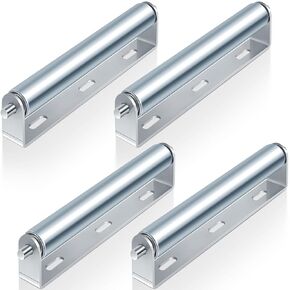 4 Sets 1.5'' Diameter Conveyor Rollers with Roller Stands 10'' Galvanized Steel Long Roller and Bracket Set Easy Install Industrial Use Metal Canoe Kayak Woodworking Heavy Goods Support Kit