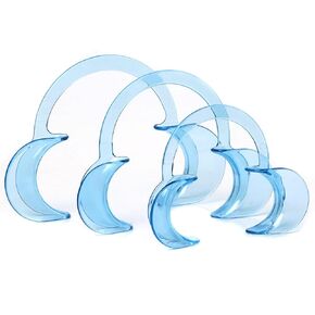 Dental Cheek Retractor Mouth Opener for Teeth Whitening C-Shape Autoclavable, Clear Blue (Large,Small,Medium Pack of 3)