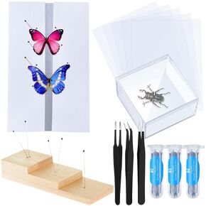 Taiyin 14 Pcs Insect Specimen Tools Kit, Insect Pinning Block, Insect Pins, Insect Pinning Board EVA Foam Board, Thin Tracing Paper, Tweezers, Insect Display Case for Insect Collection Entomology