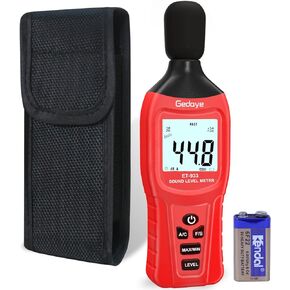 Decibel Meter, Gedaye ET-933 Sound Level Meter, Range 30-130dBA(C), SPL Meter with A/C Weighted, 3.5" Backlit LCD Display, Data Hold Fast/Slow, Max/Min, Audio Measure Device Sound Detector dB Reader