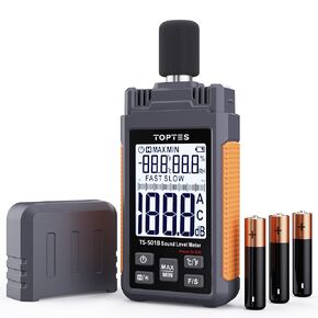 Decibel Meter, TopTes TS-501B Sound Level Meter with 2.25" Backlit LCD Screen, Portable SPL Meter with A/C Weighted, Range 30-130dB, MAX/MIN, Data Hold, Use for Home, Noisy Neighbor, Factory - Orange