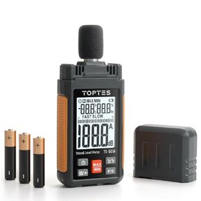 Decibel Meter, TS-501A Sound Level Meter with 2.25" Backlight LCD Screen, Portable SPL Meter with A Weighted, Range 30-130dB, Data Hold, MAX/MIN, Use for Home, Noisy Neighbor, Factory - Orange