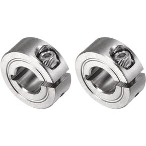 uxcell 2pcs Single Split Clamp-On Shaft Collar 3/8" Bore One-Piece Clamping Collar, 7/8" OD, 11/32" Width, 304 Stainless Steel Axle Collar Clamp, Set Screw Style