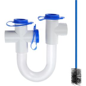 4Pack 3/4" Standard Condensate Trap with 19" Cleaning Brush PVC Transparent U Trap for HVAC Systems, Air Conditioner, Effectively Drains Condensate in Kuwait