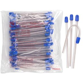 Blue Tip Total-Comfort Soft Tip Aspirators, Disposable Saliva Ejectors, White Tube, Pack of 100