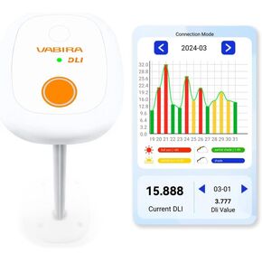 VBR-20 DLI Meter,Full Sun,Partial,Shade,Record Long Term Daily Light Integral,180 Days,MOL/m²/d