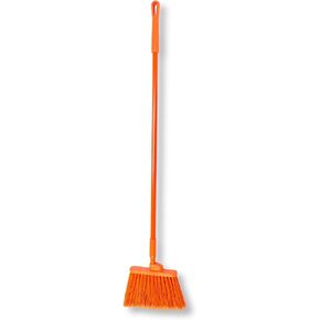 SPARTA 41082EC26 Plastic Color Coded Broom, Flagged Bristles, Long Broom With Angled Head For Large Debris, 56 Inches, Pink