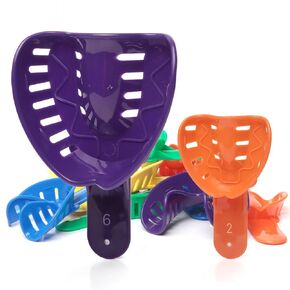 Dental Impression Trays Perforated Plastic Autoclavable 12Pcs Teeth Holder Upper & Lower for Adults and Child Multicolor