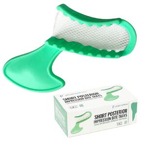 Disposable Dental Bite Registration Trays (Short Posterior), Green Impression Trays (Box of 50)