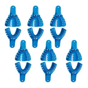 Dental Impression Trays 12PCS Perforated Plastic Holder for Impression Matrials Multi Sizes (6PCS Upper+6PCS Lower L)