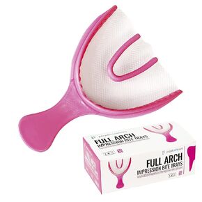 30 Full Arch Pink Disposable Dental Bite Registration Trays for Teeth Molds, 1 Box of 30 Bite Impression Trays