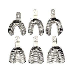 Edentulous Jaw Impression Trays Set of 6 Perforated Stainless Steel ARTMAN Brand