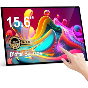 15.6'' Digital SignageDisplay Indoor Interactive LCD Touch Screen Commercial Advertising Kiosk Smart Video Media Player Ultra Thin 5G WiFi All in One 4GB+64GB Android 11 Capacitive