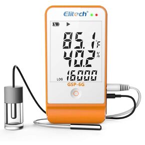 Elitech Digital Temperature Humidity Data Logger Pharmacy DDL with Calibration Certificate to Auditor, Refrigerator Thermometer Vaccine Fridge Temperature Monitor Max Min Value GSP-6G-TDE