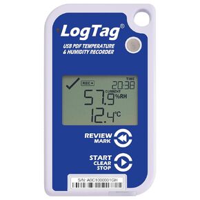 UHADO-16, Multi-use Data Logger, Temperature & Humidity, 16,000 Readings, with Display, with USB, White/Blue