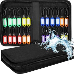 Portable Zippered Key Organizer, Waterproof Key Case with 12 Key Hooks and Tags,Portable Key Storage for Rental Management Real Estate Sales Hotel Executives and Car Service