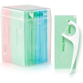 50 Count Individually Wrapped Dental Floss Picks-Oral Care Flossers for Adults- Floss Singles Bag- Travel Hotel Restaurant Office Car Dental Floss