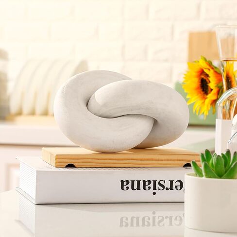 2-Link Wood Chain Link Decor Coffee Table Wood Knot Decor Hand Carved Modern Farmhouse Ornament Boho Rustic Natural Chain Decor for Home Living Room Bedroom Shelf Decor(White) in Saudi Arabia