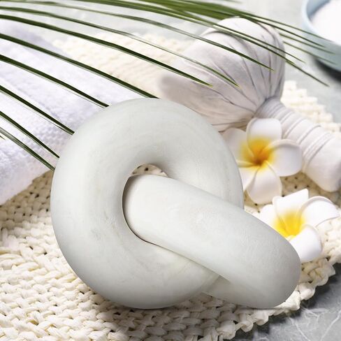 2-Link Wood Chain Link Decor Coffee Table Wood Knot Decor Hand Carved Modern Farmhouse Ornament Boho Rustic Natural Chain Decor for Home Living Room Bedroom Shelf Decor(White) in Saudi Arabia