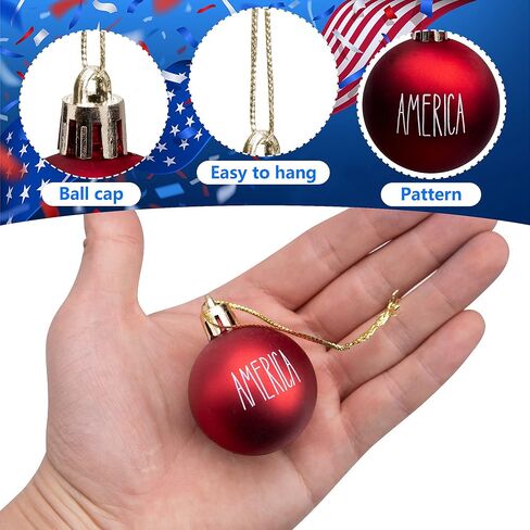 36 PCS 4th of July Tree Decorations -Memorial Day Ornaments Ball -1.57 Inch Red White Blue Veterans Day Letter Ball for Independence Day Hanging Holiday Party Patriotic Decorations in Saudi Arabia