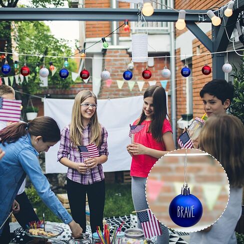 36 PCS 4th of July Tree Decorations -Memorial Day Ornaments Ball -1.57 Inch Red White Blue Veterans Day Letter Ball for Independence Day Hanging Holiday Party Patriotic Decorations in Saudi Arabia