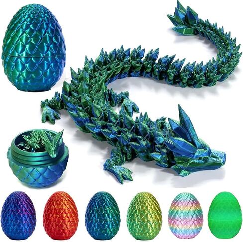 3D Printed Dragon Egg, Mystery Crystal Dragon Egg Fidget Toys Surprise, Easter Eggs Articulated Crystal Dragon Eggs with Dragon Inside (Laser Black and Red) in Saudi Arabia