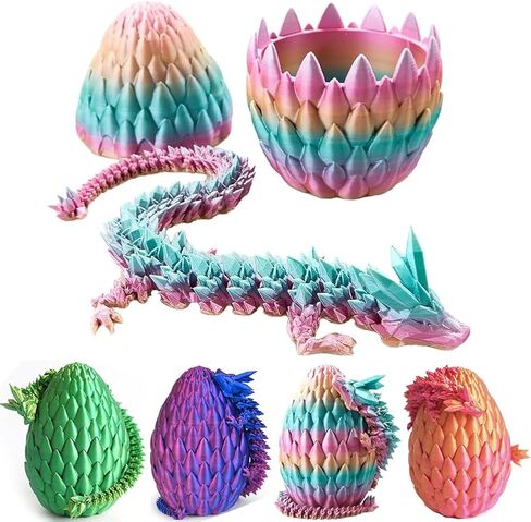 3D Printed Dragon Egg, Mystery Crystal Dragon Egg Fidget Toys Surprise, Easter Eggs Articulated Crystal Dragon Eggs with Dragon Inside (Laser Black and Red) in Saudi Arabia