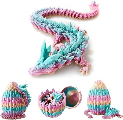 3D Printed Dragon Egg, Mystery Crystal Dragon Egg Fidget Toys Surprise, Easter Eggs Articulated Crystal Dragon Eggs with Dragon Inside (Laser Black and Red) in Saudi Arabia
