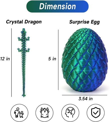 3D Printed Dragon Egg, Mystery Crystal Dragon Egg Fidget Toys Surprise, Easter Eggs Articulated Crystal Dragon Eggs with Dragon Inside (Laser Black and Red) in Saudi Arabia